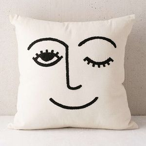 Urban outfitters off white and black winky throw pillow